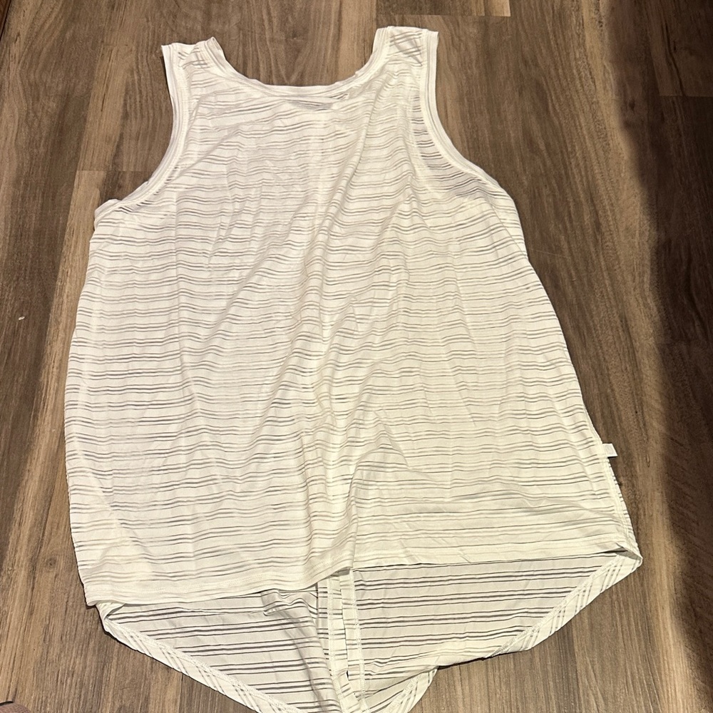 Lululemon Athletica White Striped Tank Top